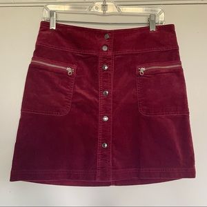 NEW Gap burgundy velvet a line mini skirt 28R